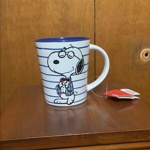 PEANUTS- Snoopy Striped Mug with Blue Interior 🆕